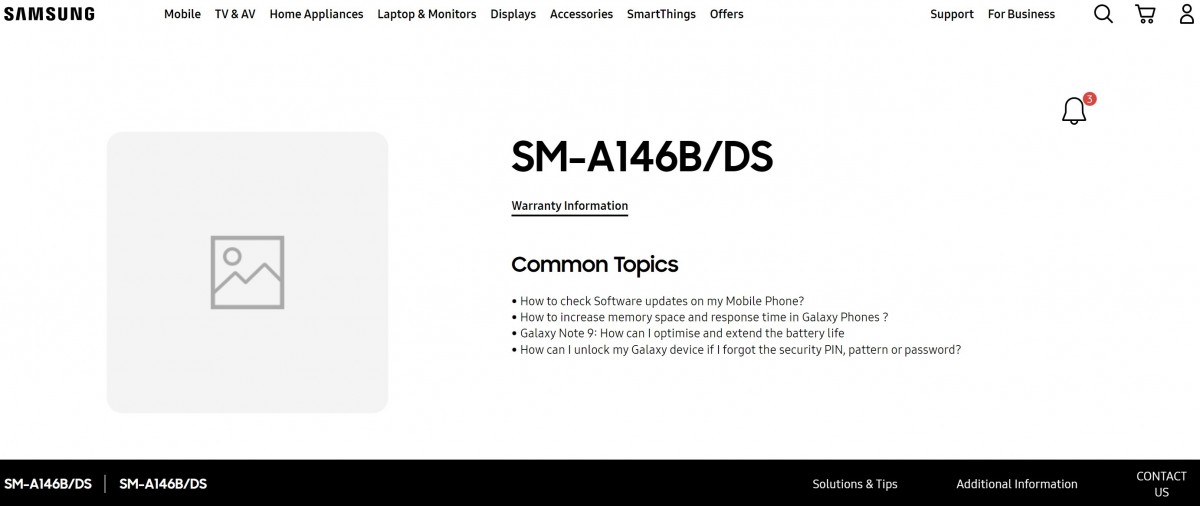 سامسونج تطلق صفحة الدعم لهاتف Galaxy A14 5G إستعداداً للإعلان الرسمي