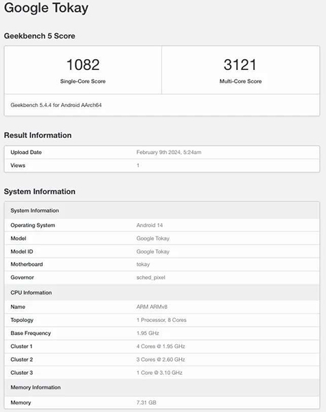 تسريبات من Geekbench 5 تكشف عن بعض تفاصيل رقاقة Google Tensor G4