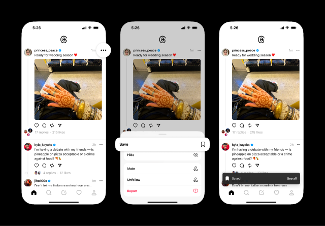 تطبيق Threads من Meta يحصل على ميزة وضع إشارة مرجعية لحفظ المشاركات