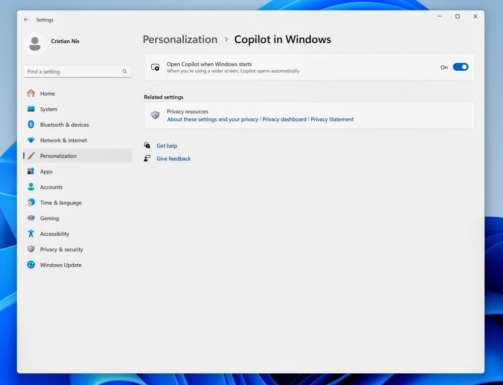برنامج Microsoft Copilot يتكامل بشكل أكثر إحكامًا مع نظام Windows 11