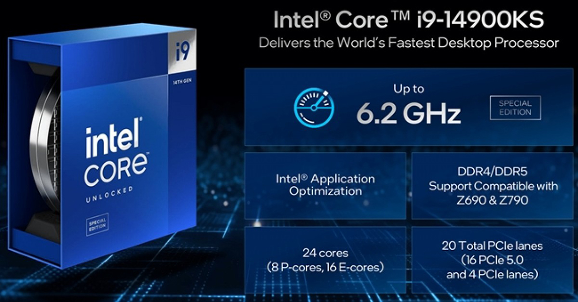 إنتل تطلق معالج Intel Core i9-14900KS بسرعة تصل إلى 6.2 GHz