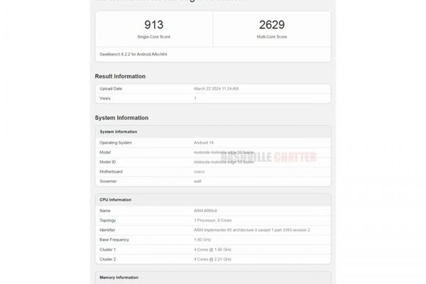 رصد هاتف Motorola Edge 50 Fusion في Geekbench بمعالج Snapdragon 6 Gen 1